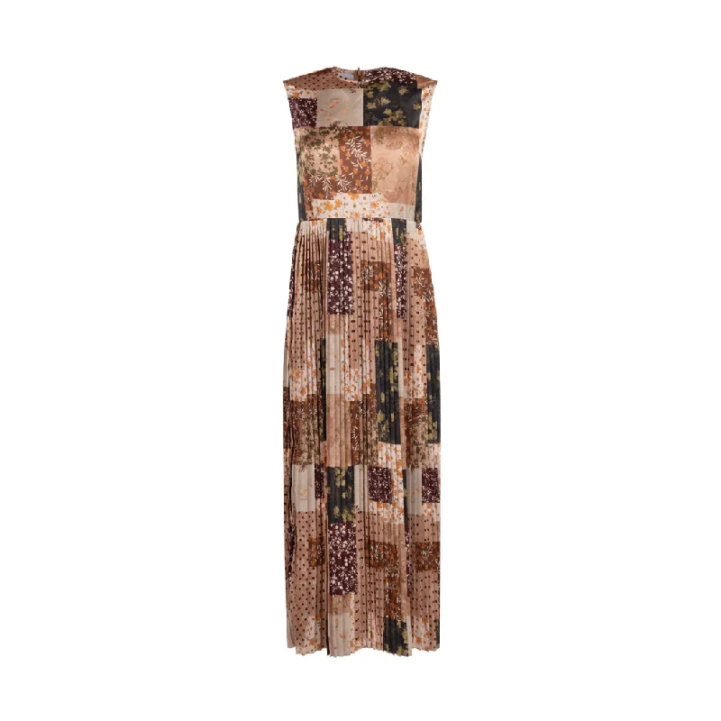 Printed Pleated Wrap Dress